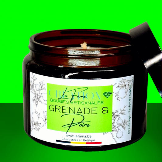 Bougie ''Grande Ambrée'' - Grenade & Poire (500gr)