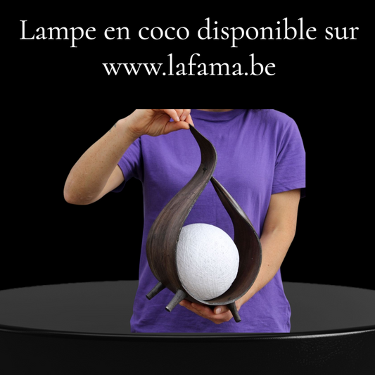 Lampe Naturelle en Noix de Coco    Enveloppe Torsion Chocolat